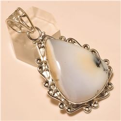 Dendrite Opal Pendant Solid Sterling Silver