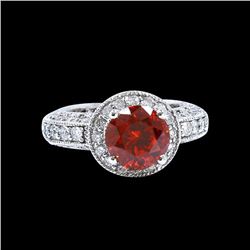 3.90CT NATURAL MALAYA GARNET 18K W/G RING