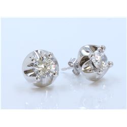 14K WHITE GOLD EARRING :5.4G/Center Cubic Zirconia:2Ea