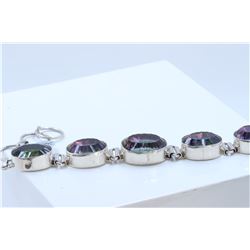 Sterling Silver .925 Mystic Topaz Bracelet 36.80G