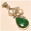 Image 1 : Malachite/Pearl Pendant Solid Sterling Silver