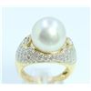 Image 3 : 18K Y/G SOUTH SEA PEARL AND DIAMOND RING/10.50 GRAMS/ROUND DIAMOND 1.19CT/PEARL 13.00MM