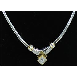 14K WHITE GOLD TWO TONE DIAMOND NECKLACE/21.9 GRAMS/DIAMOND 1.44CT