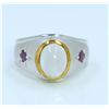 Image 3 : Sterling Silver .925 Moon Stone/Ruby Ring 5.82Gram