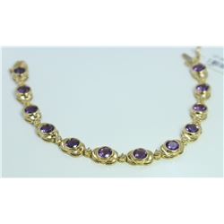 14K YELLOW GOLD AMETHYST AND DIAMOND BRACELET /14 GRAM /DIAMOND 0.34 CT/AMETHYST 9.75 CT