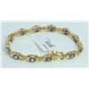 Image 2 : 14K YELLOW GOLD AMETHYST AND DIAMOND BRACELET /14 GRAM /DIAMOND 0.34 CT/AMETHYST 9.75 CT
