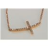 Image 2 : 14K ROSE GOLD CROSS PENDANT WITH CHAIN :2.5G/Diamond:0.19Ct