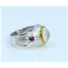 Image 1 : Sterling Silver .925 Moon Stone/Ruby Ring 5.92Gram