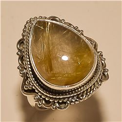 Golden Rutile RING Solid Sterling Silver