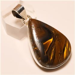 Tiger Eye Pendant Solid Sterling Silver