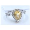 Image 1 : 14K WHITE GOLD RING :6.87G/Diamond:0.44Ct/Citrine :1.82Ct