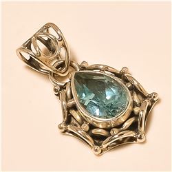 Blue Topaz Pendant Solid Sterling Silver