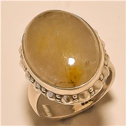 Golden Rutile RING Solid Sterling Silver