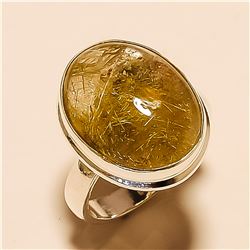 Golden Rutile RING Solid Sterling Silver