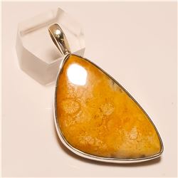 Fossil Coral Pendant Solid Sterling Silver