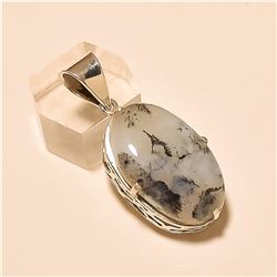 Moss Agate Pendant Solid Sterling Silver