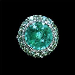 10.10CT NATURAL PARAIBA COPPER BEARING TOURMALINE 18K WHITE GOLD RING