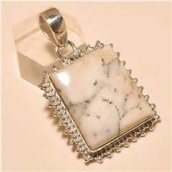 Dendrite Opal Pendant Solid Sterling Silver