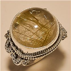 Golden Rutile RING Solid Sterling Silver