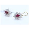 Image 2 : 18K WHITE AND  Yellow Gold Ruby Earring:5.5Gruby:2Eadiamond:0.36Ct