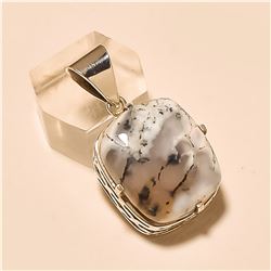 Dendrite Opal Pendant Solid Sterling Silver