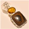 Image 1 : Copper Obsidian/Citrine Pendant Solid Sterling Silver
