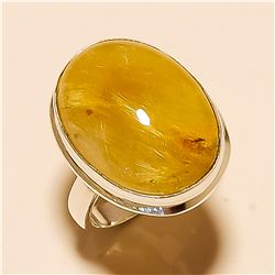 Golden Rutile RING Solid Sterling Silver