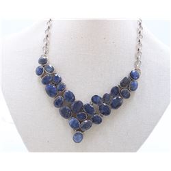 Sterling Silver .925  Necklace Blue Sapphire  83.39Gram