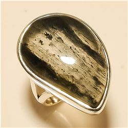 Black Quartz RING Solid Sterling Silver