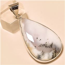 Dendrite Opal Pendant Solid Sterling Silver