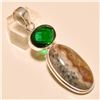 Image 1 : Crazy Lace Agate/Peridot Quartz Pendant Solid Sterling Silver
