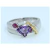 Image 1 : Sterling Silver .925 Amethyst With Ruby  Gem Stone Ring 6.27 Gram