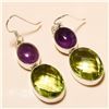 Image 1 : Green Amethyst/Amethyst Earring Solid Sterling Silver