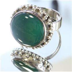 Sterling Silver .925 Green Agate Ring