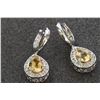 Image 2 : 14K WHITE GOLD  EARRING:7.3G/Diamond:0.54Ct/Citrine:2.16Ct
