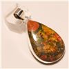 Image 1 : Unakite Pendant Solid Sterling Silver