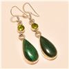 Image 1 : Malachite/Peridot Earring Solid Sterling Silver