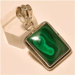 Malachite Pendant Solid Sterling Silver