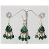 Image 1 : Sterling Silver .925 Emerald Beryl Earring And Pendant Set