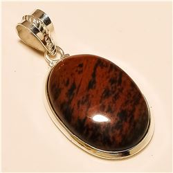 Red Obsidian Pendant Solid Sterling Silver