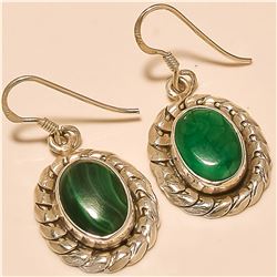 Malachite Earring Solid Sterling Silver