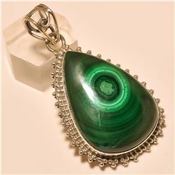 Malachite Pendant Solid Sterling Silver