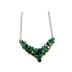 Sterling Silver .925 Emerald Beryl Necklace Ctw