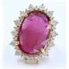 Image 2 : 14K YELLOW GOLD RING:8.79G/Diamond:0.36Ct/Diamond:1.58Ct/Ruby:19.11Ct