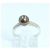 Image 1 : 14K W/G PEARL AND DIAMOND RING /2.30 GRAMS/ROUND DIAMIOND 0.08CT/PEARL 7.00Mm