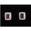 Image 1 : 14K White Gold Ruby Earring:10.1Gdiamond:0.78Ctruby:1.18Ct