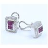 Image 2 : 14K White Gold Ruby Earring:10.1Gdiamond:0.78Ctruby:1.18Ct