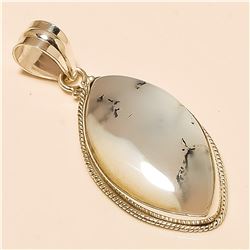 Dendrite Opal Pendant Solid Sterling Silver