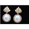 Image 1 : 14KY/G  MABE PEARLD AND DIAMOND EARRINGS/4.5 GRAMS/DIAMOND 0.07CT/PEARL 16.00MM APPROX