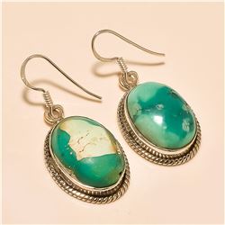 Tibetan Turquoise Earring Solid Sterling Silver